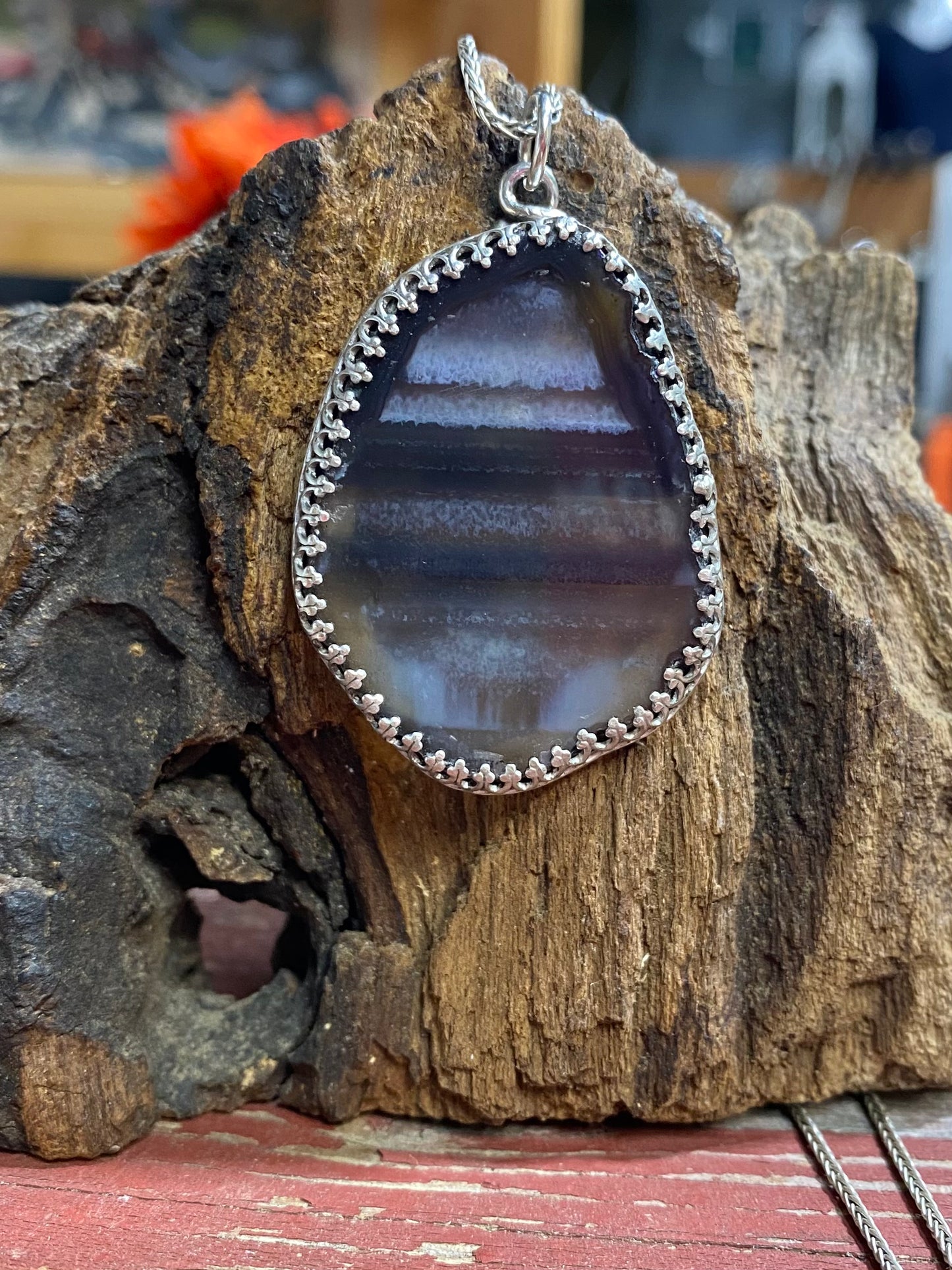 Mammoth Agate slice necklace