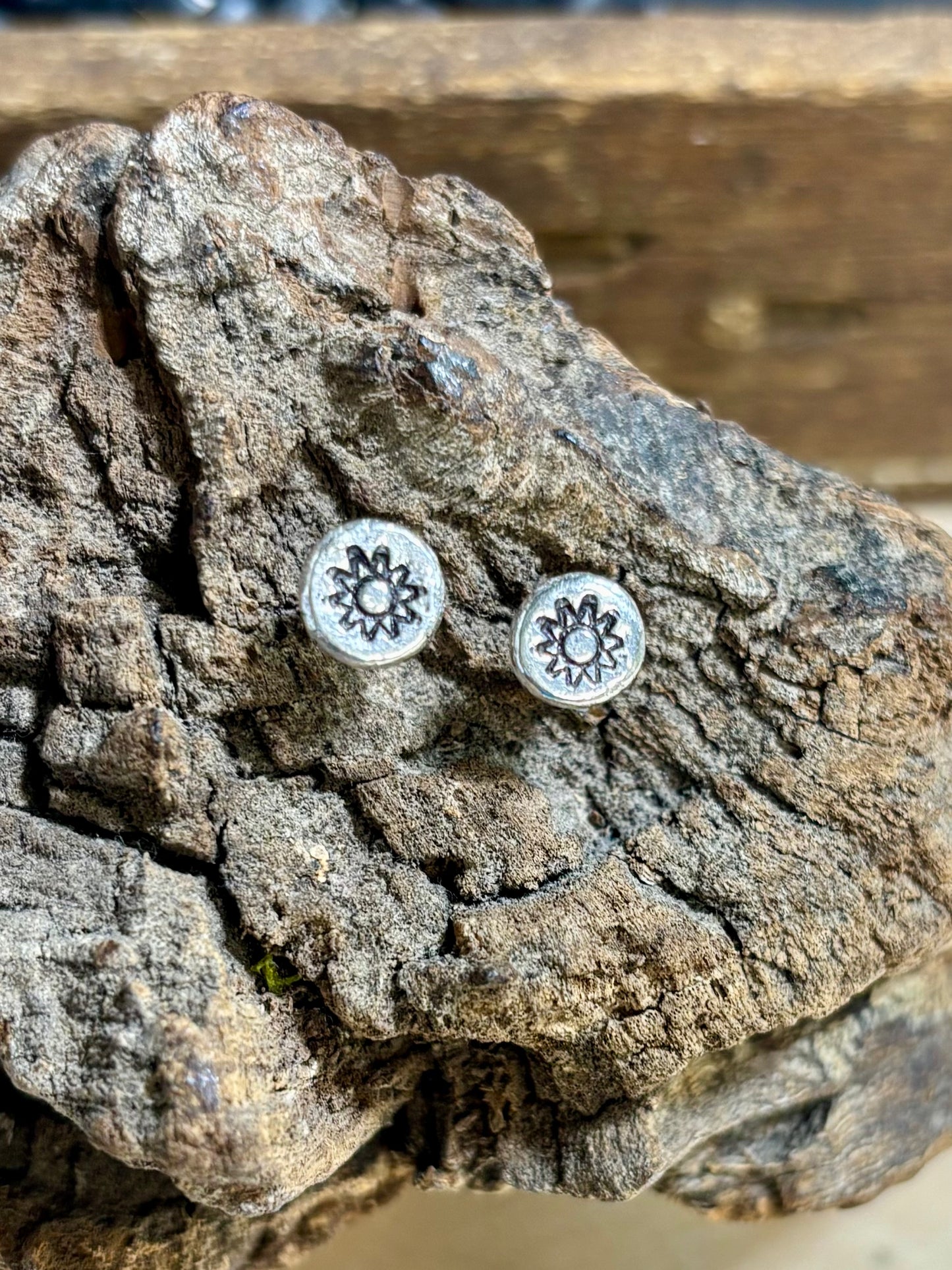 Silver stamped studs