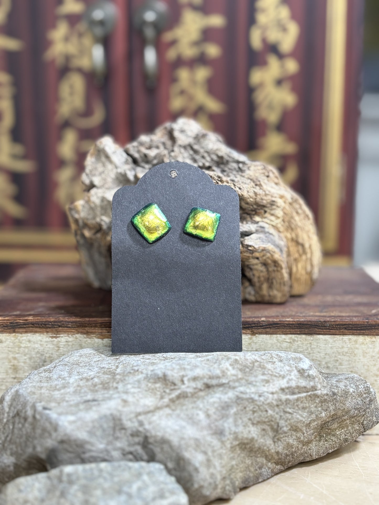 Dichroic glass post earrings