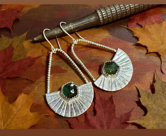 Emerald hexagon earrings