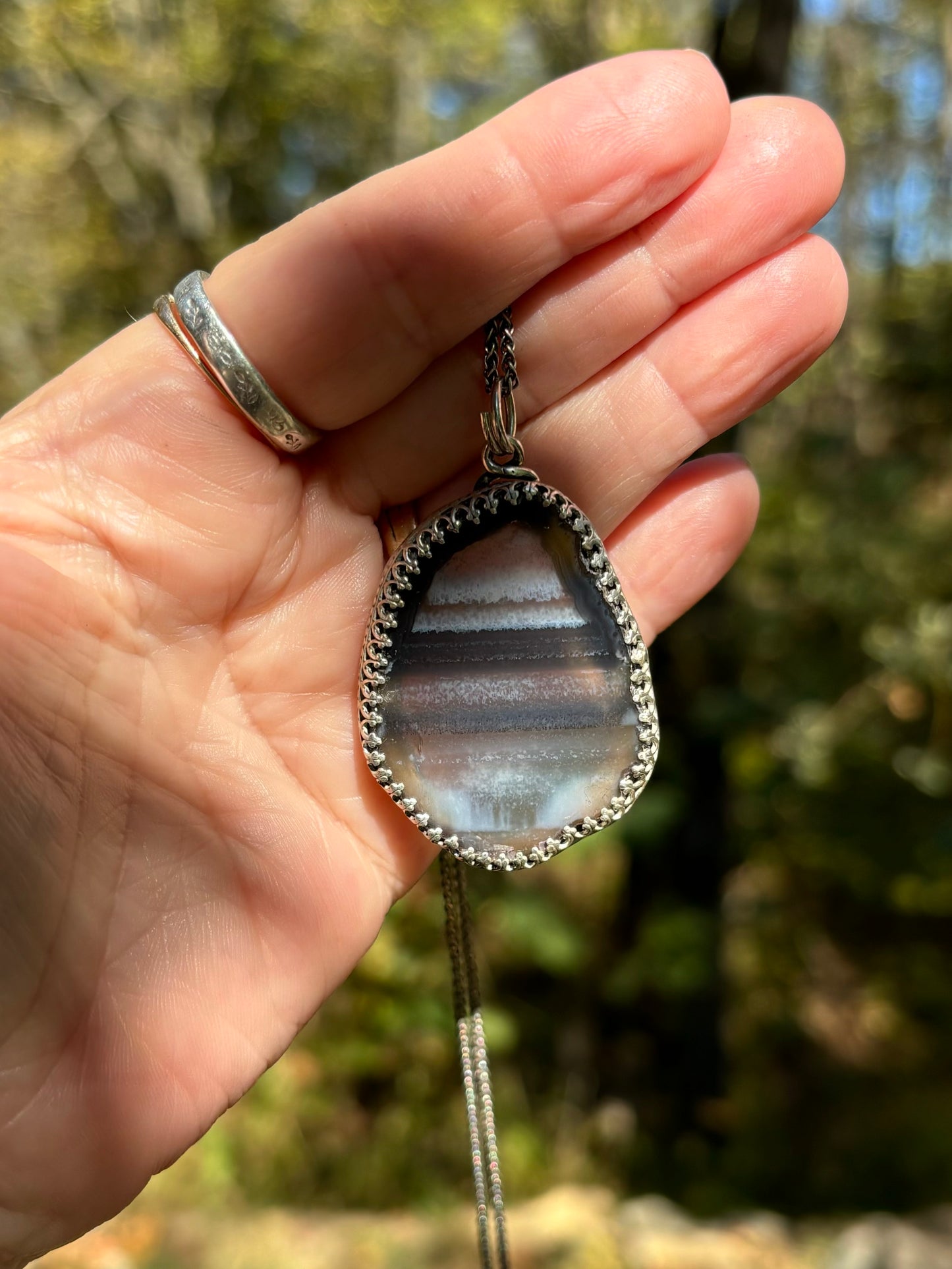 Mammoth Agate slice necklace