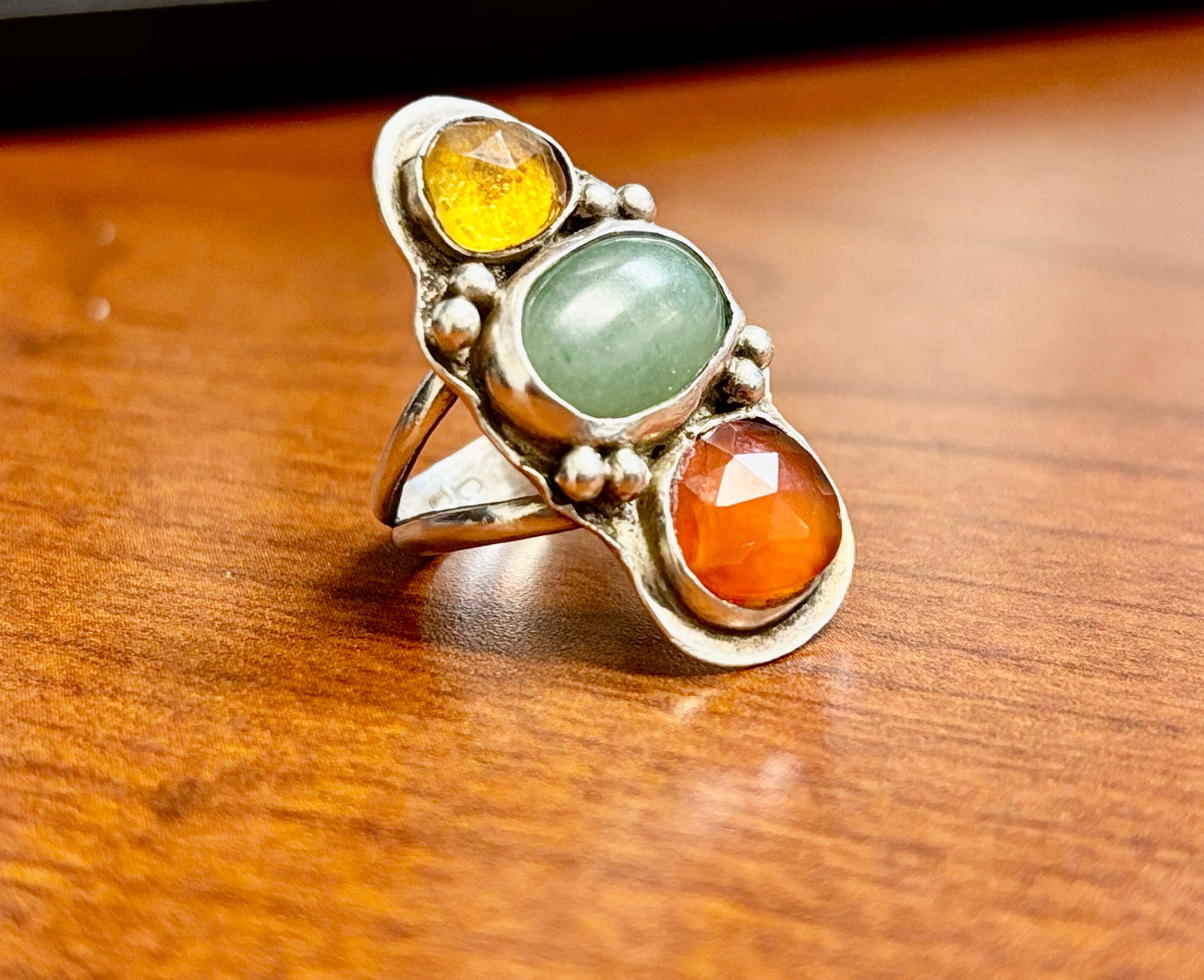 Gemstone trio ring