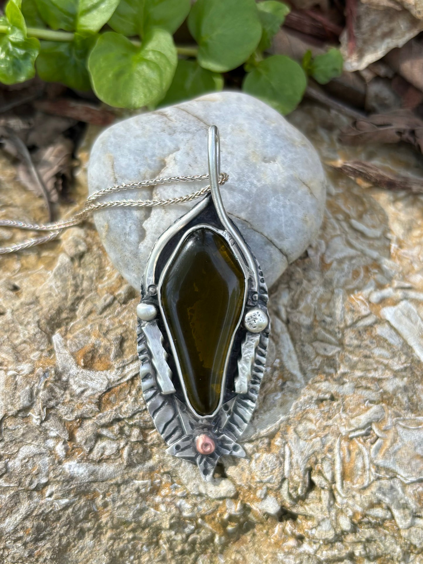 Green glass necklace