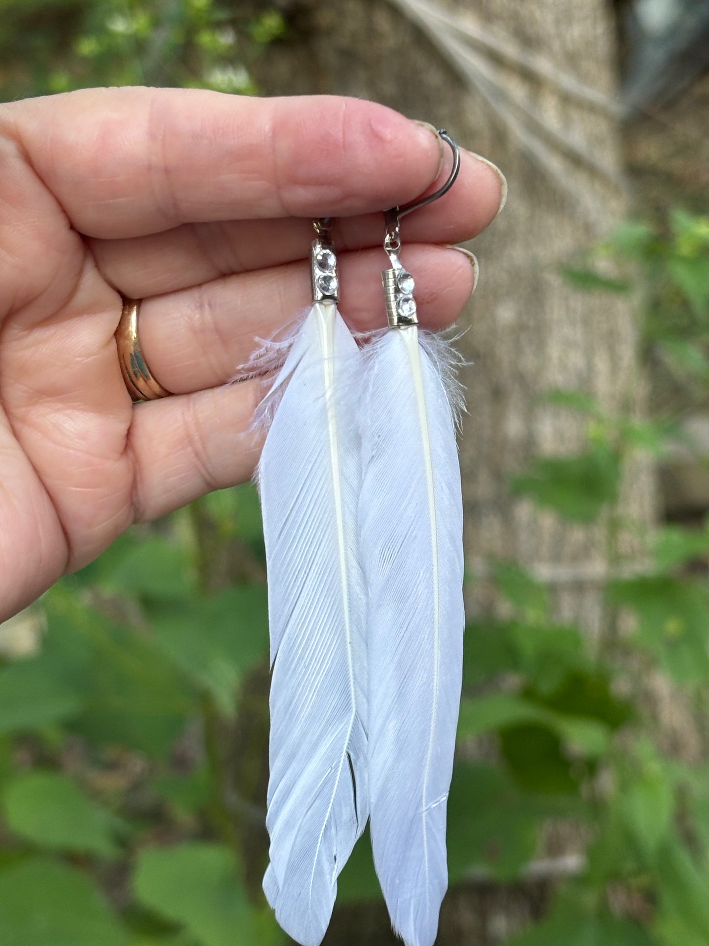 White Feather earrings