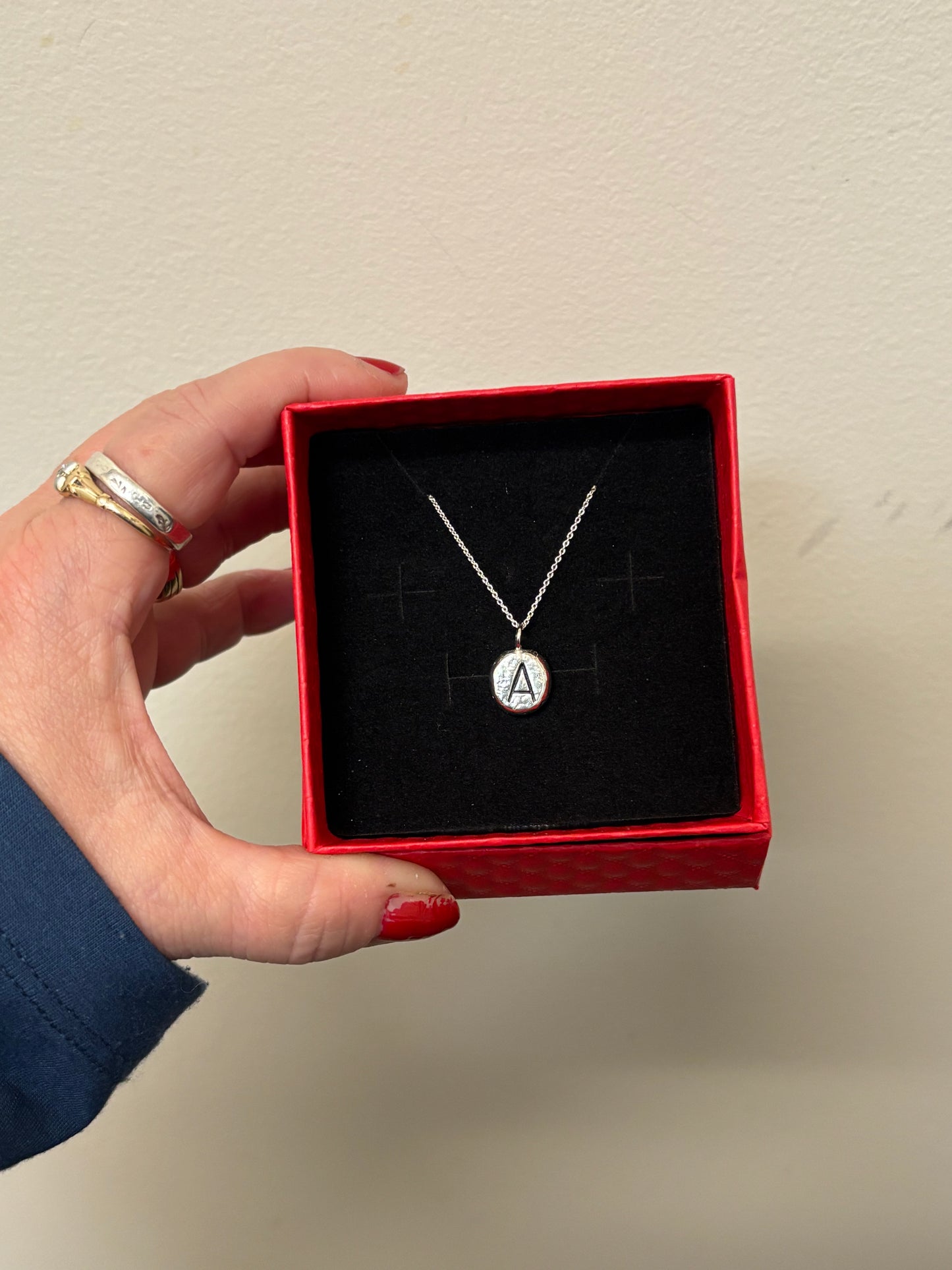 Sterling Silver Nugget Initials Charm