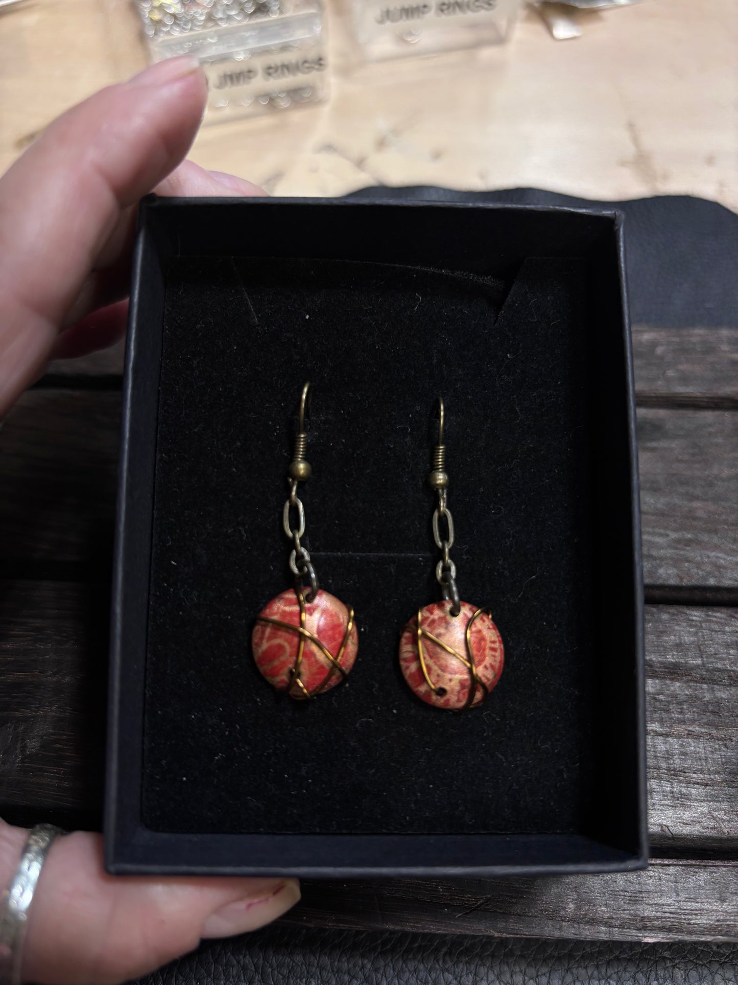 Caged rustic earring
