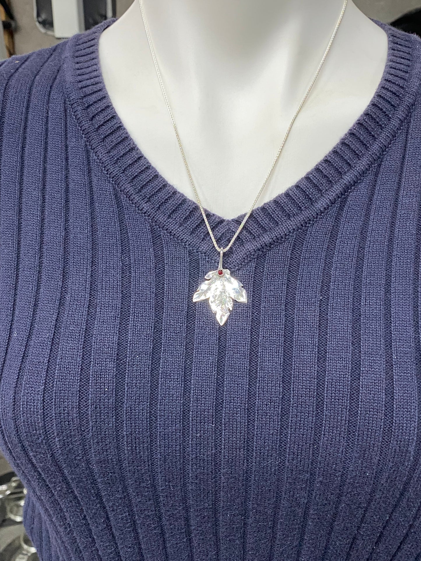 Fine silver leaf necklace - collectionsbytracy.com