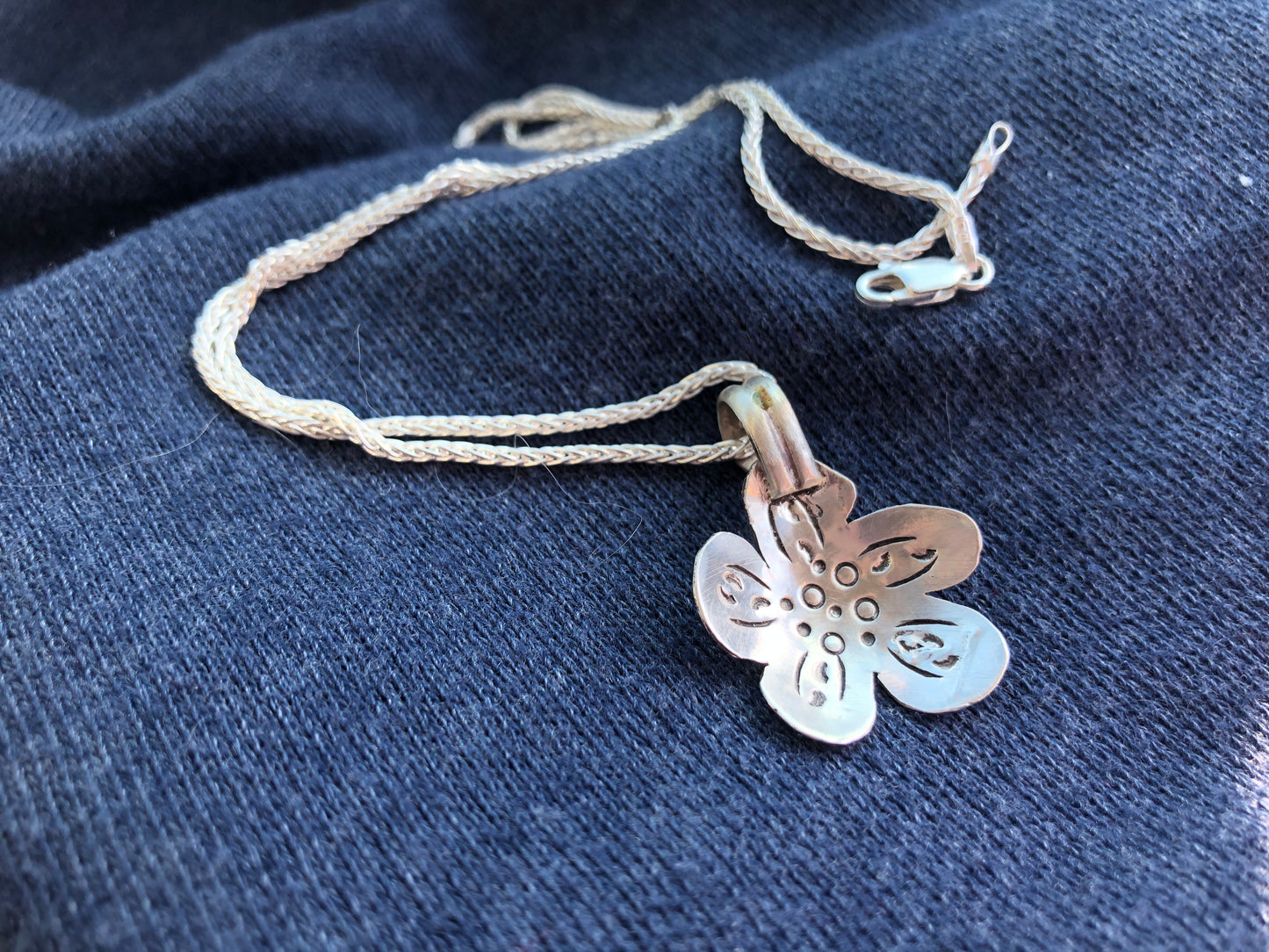 Blossom flower silver necklace - collectionsbytracy.com