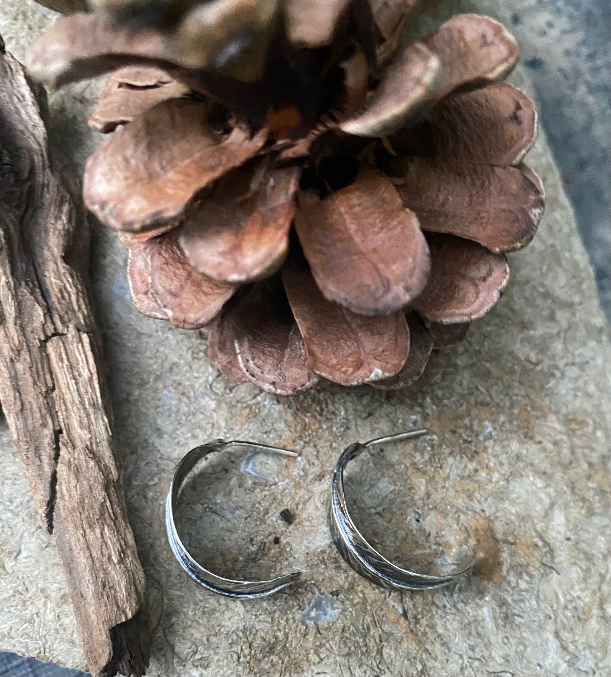 Silver feather hoop post earrings - collectionsbytracy.com