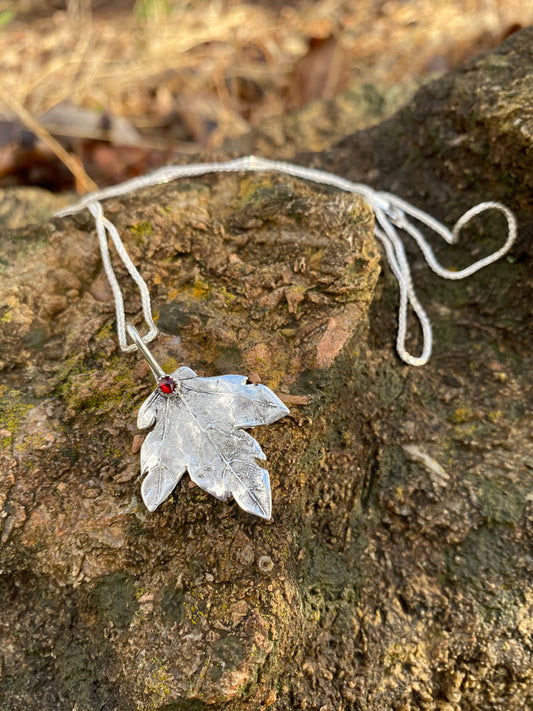 Fine silver leaf necklace - collectionsbytracy.com