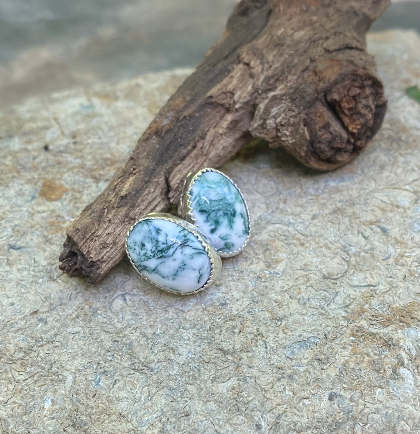Moss agate earrings - collectionsbytracy.com