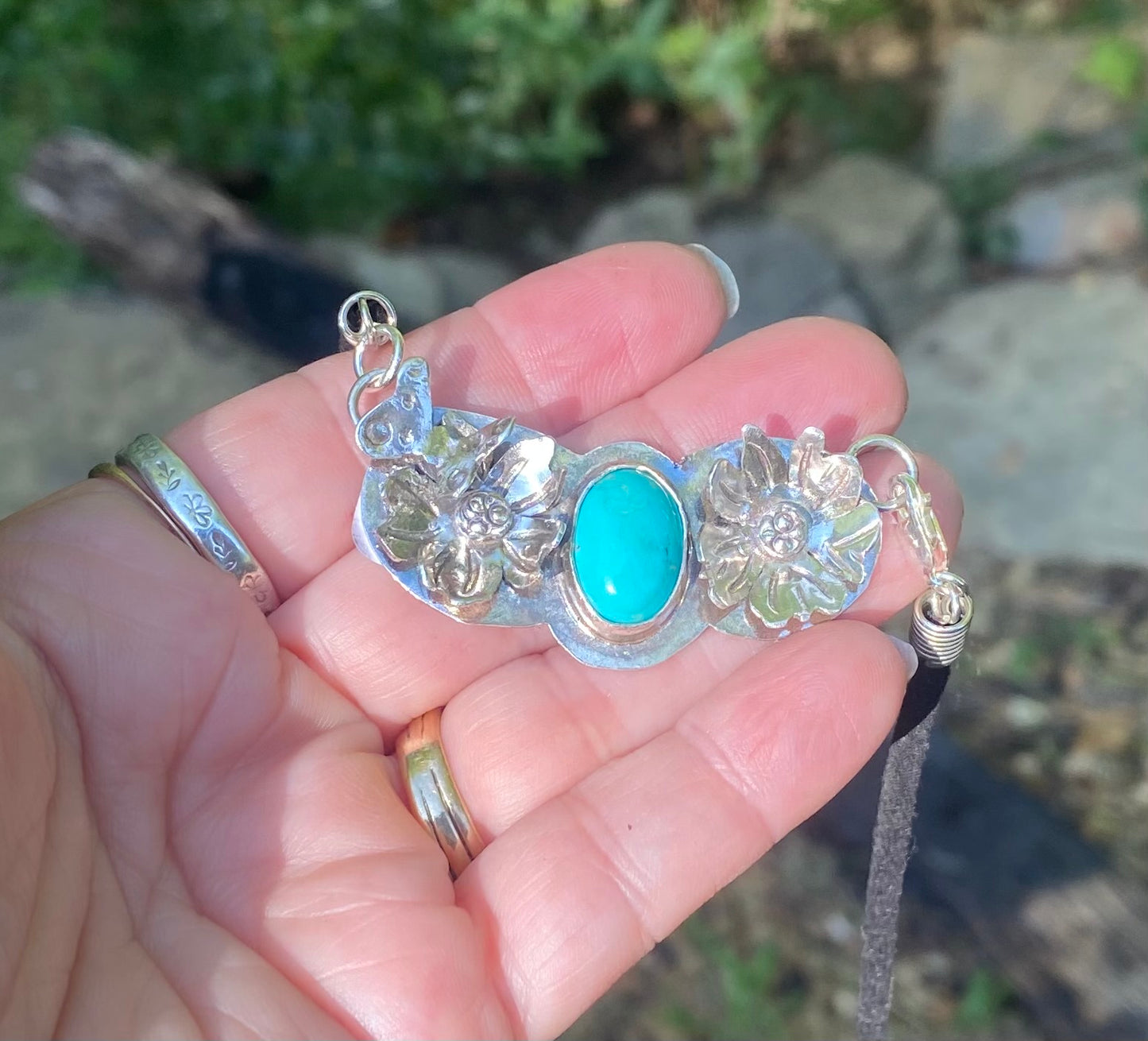 Turquoise flower necklace - collectionsbytracy.com