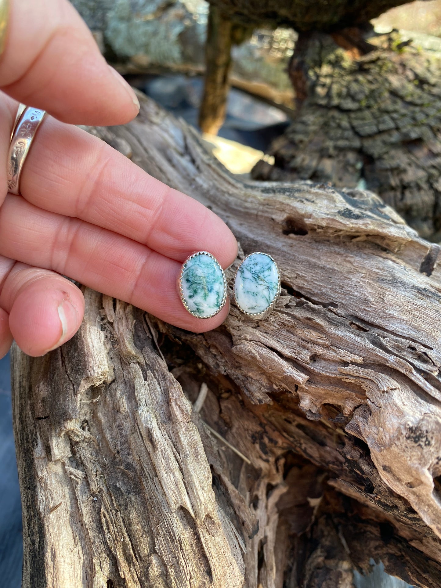 Tree Agate post earrings - collectionsbytracy.com