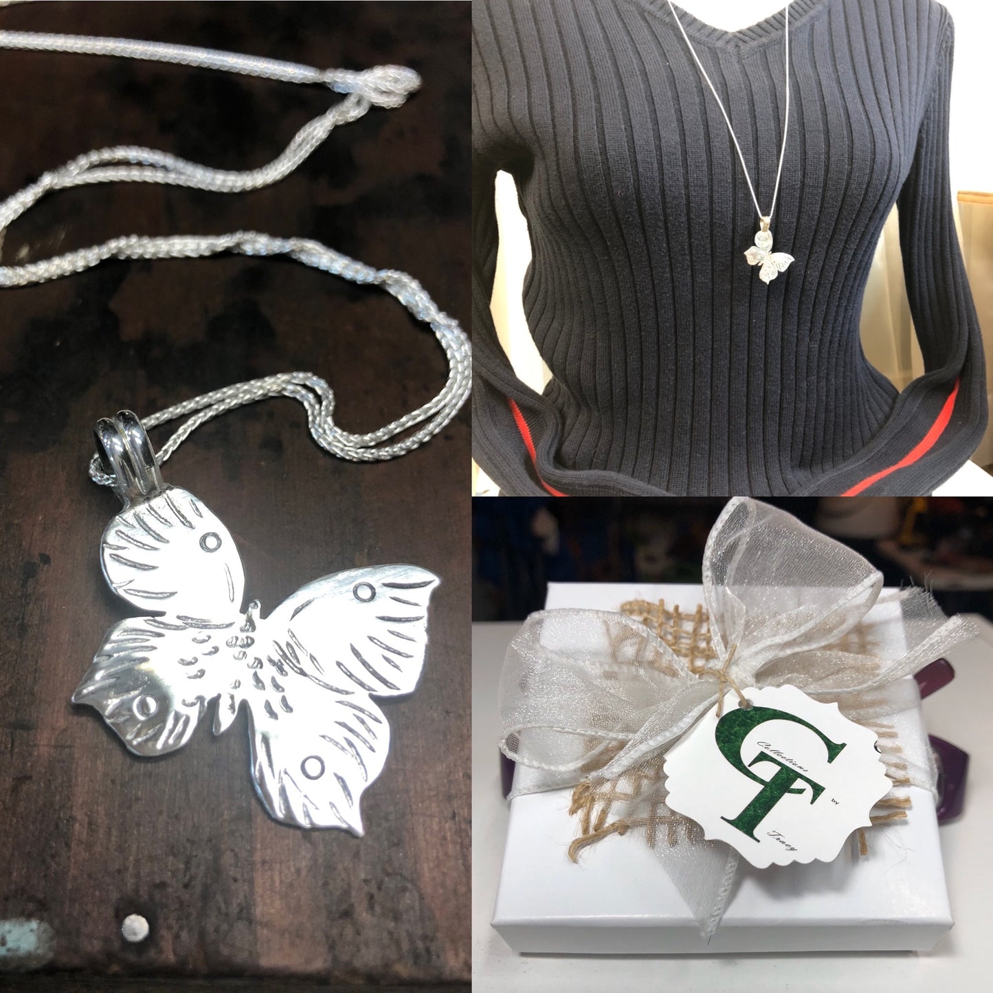 Butterfly silver necklace - collectionsbytracy.com