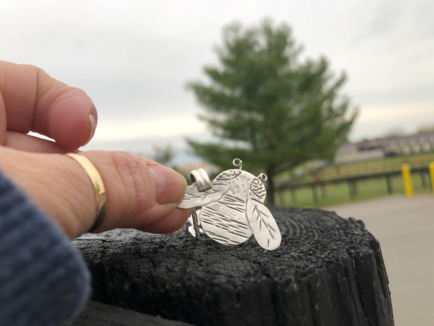 Bumble Bee Silver Necklace Mr. Bombus - collectionsbytracy.com