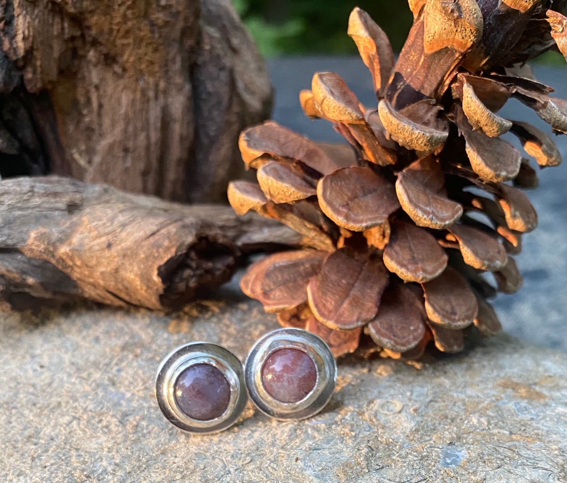 Indian agate post earrings - collectionsbytracy.com