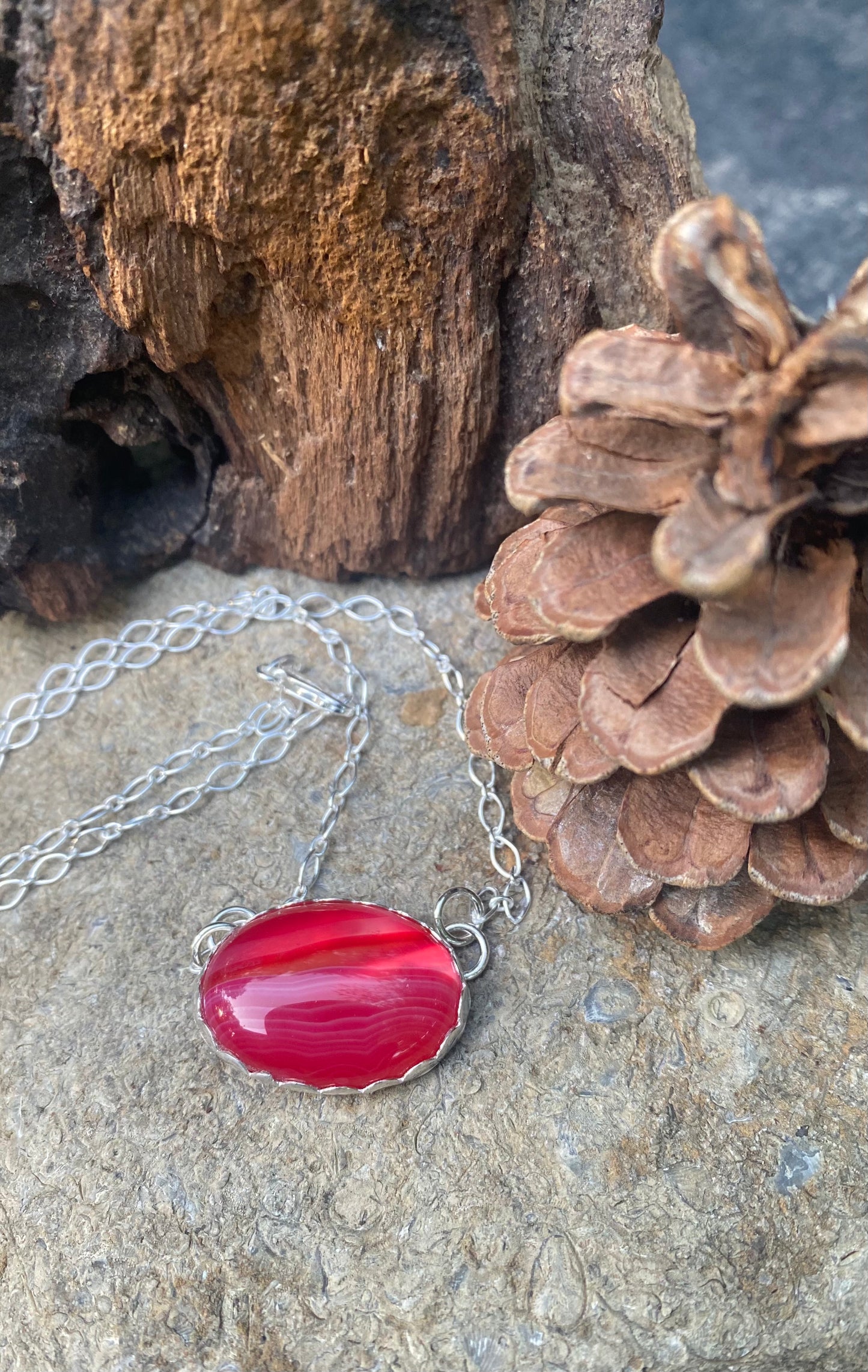 Pink agate gemstone necklace - collectionsbytracy.com