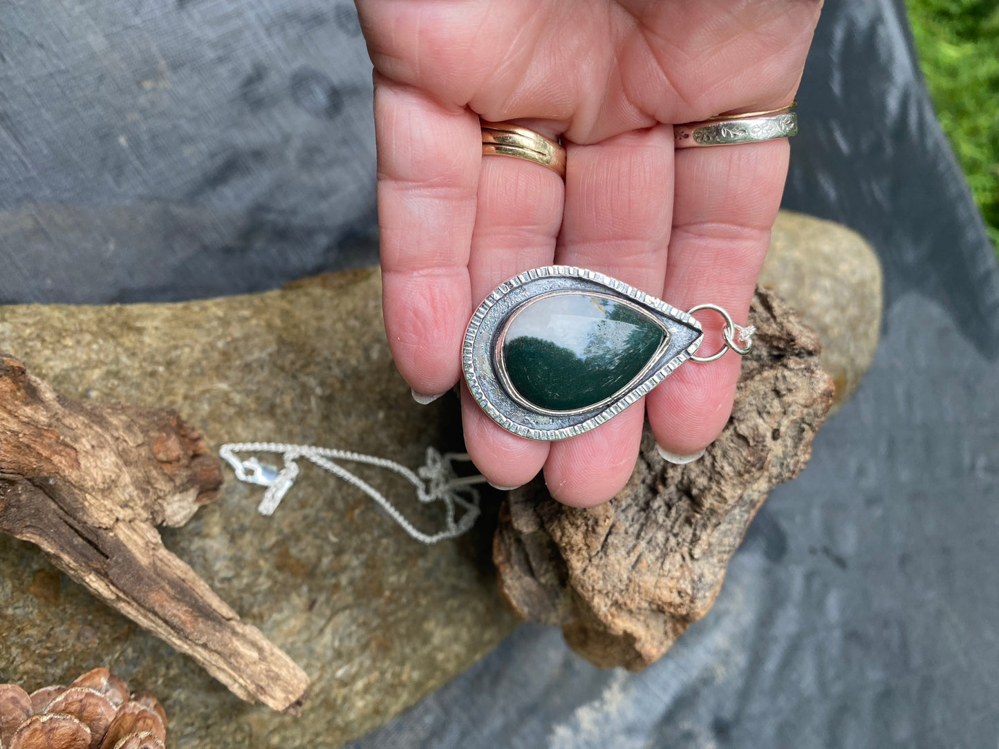 Moss agate gemstone necklace - collectionsbytracy.com