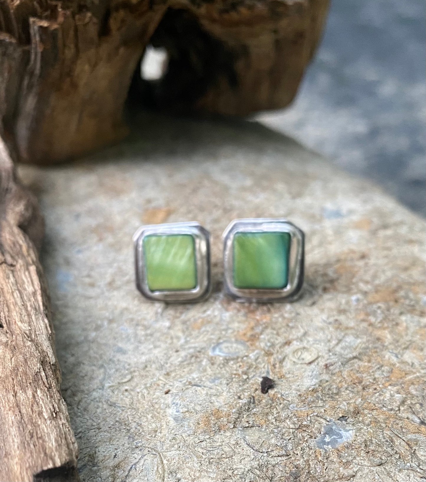 Green shell post earrings - collectionsbytracy.com