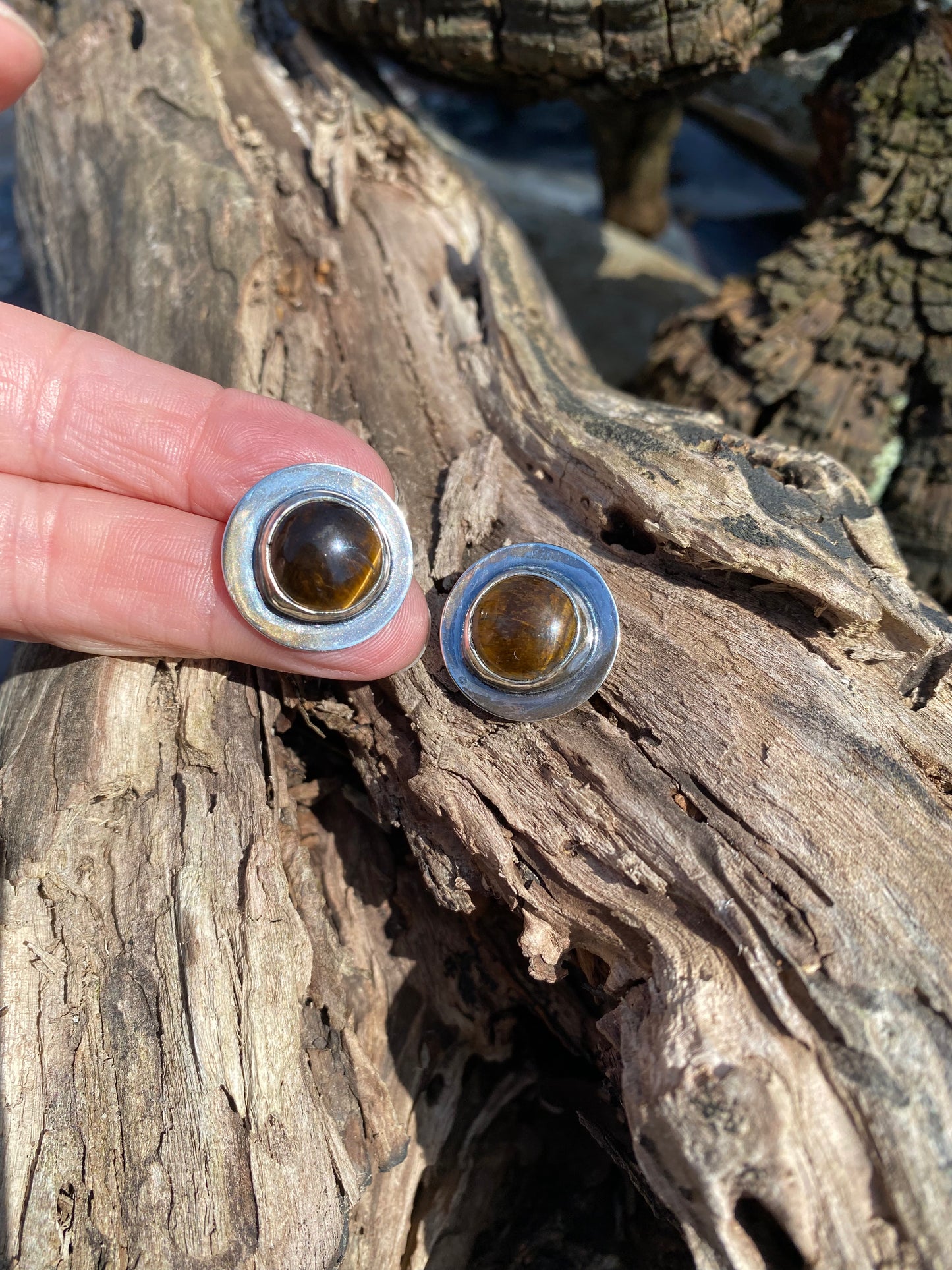 Tiger eye post earring - collectionsbytracy.com