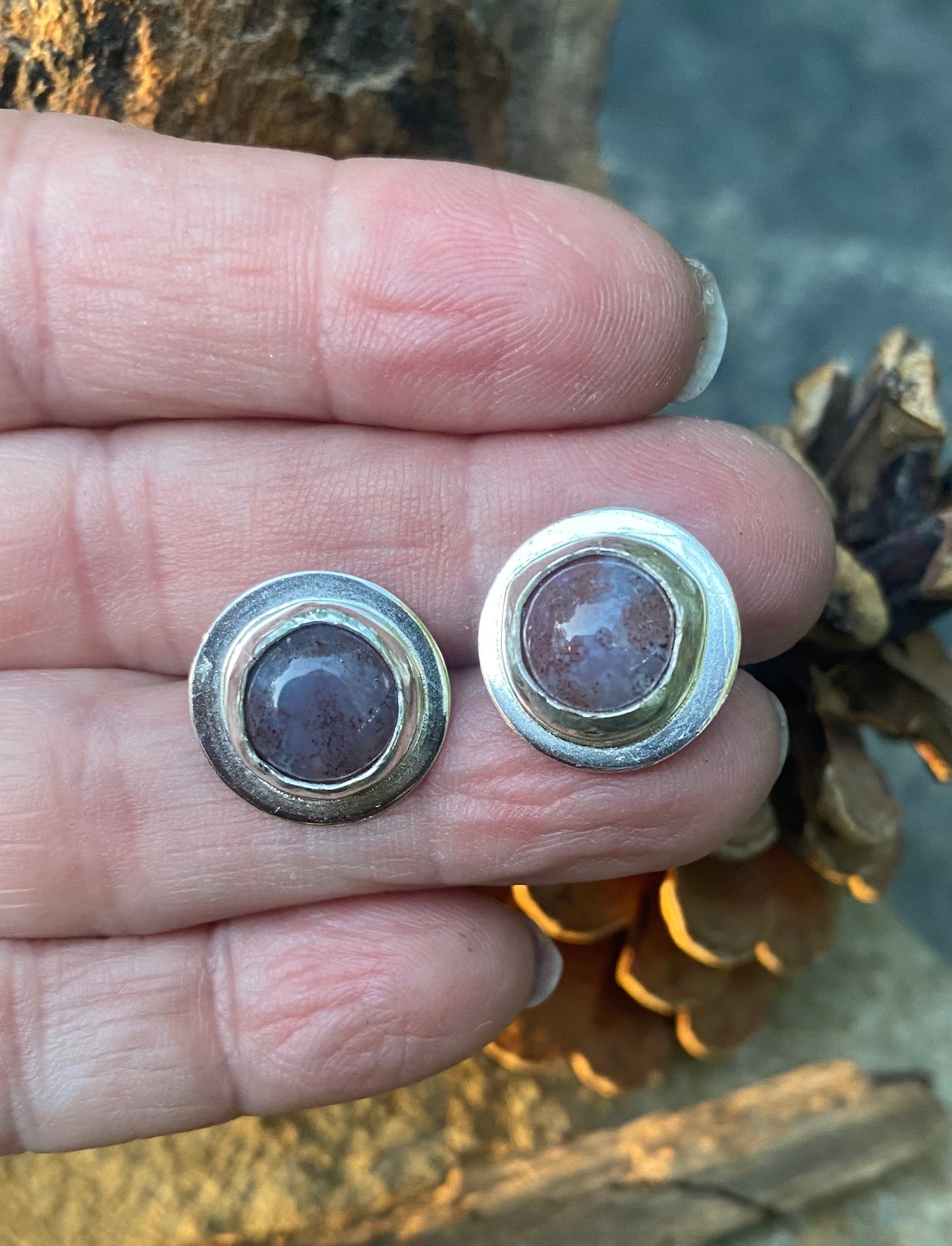 Indian agate post earrings - collectionsbytracy.com