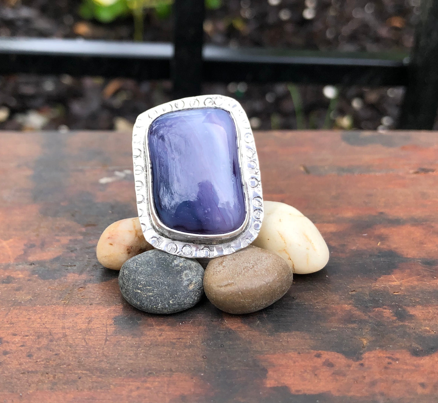 Kiln-Fired Purple glass ring - collectionsbytracy.com