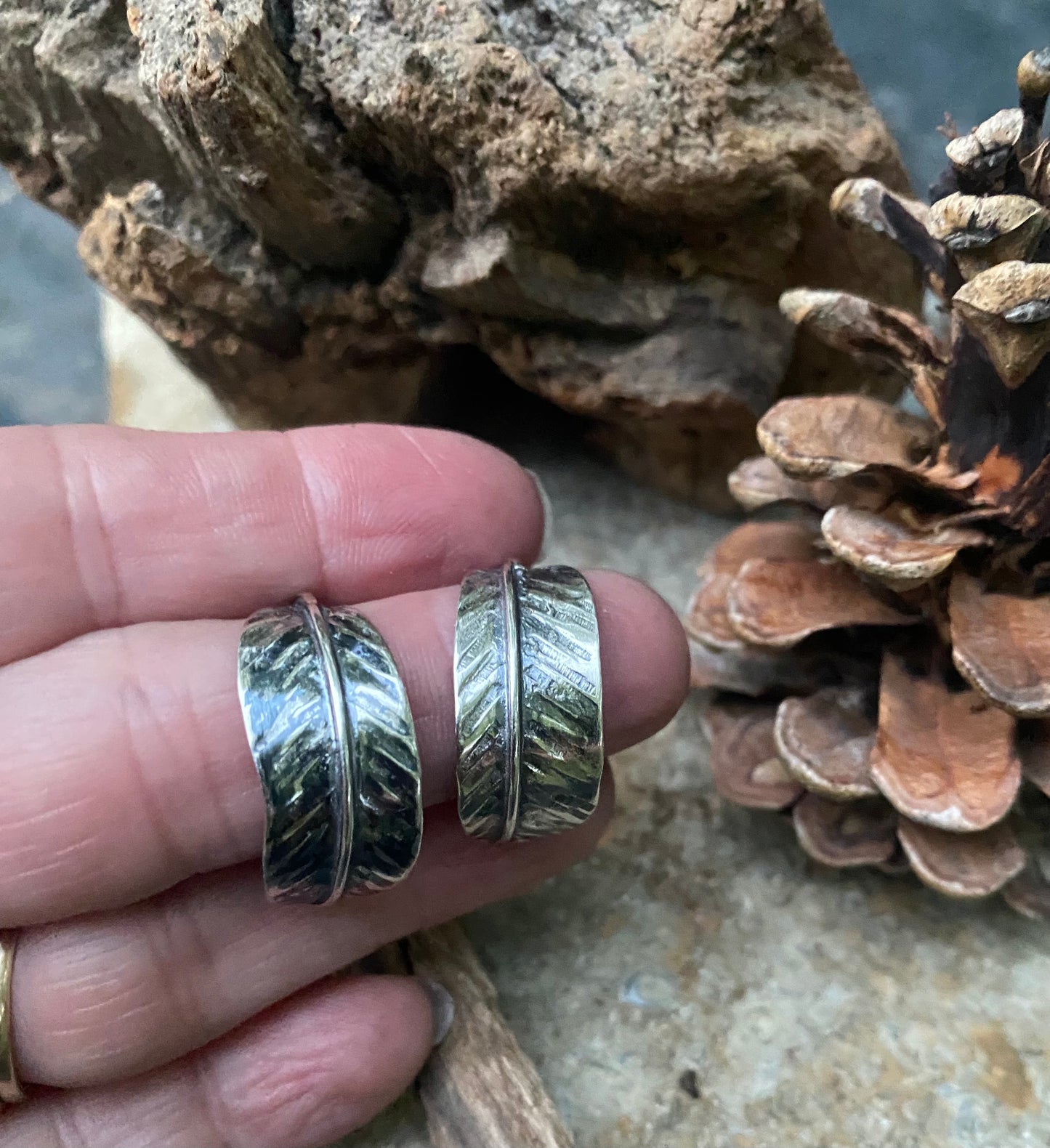 Silver feather hoop post earrings - collectionsbytracy.com