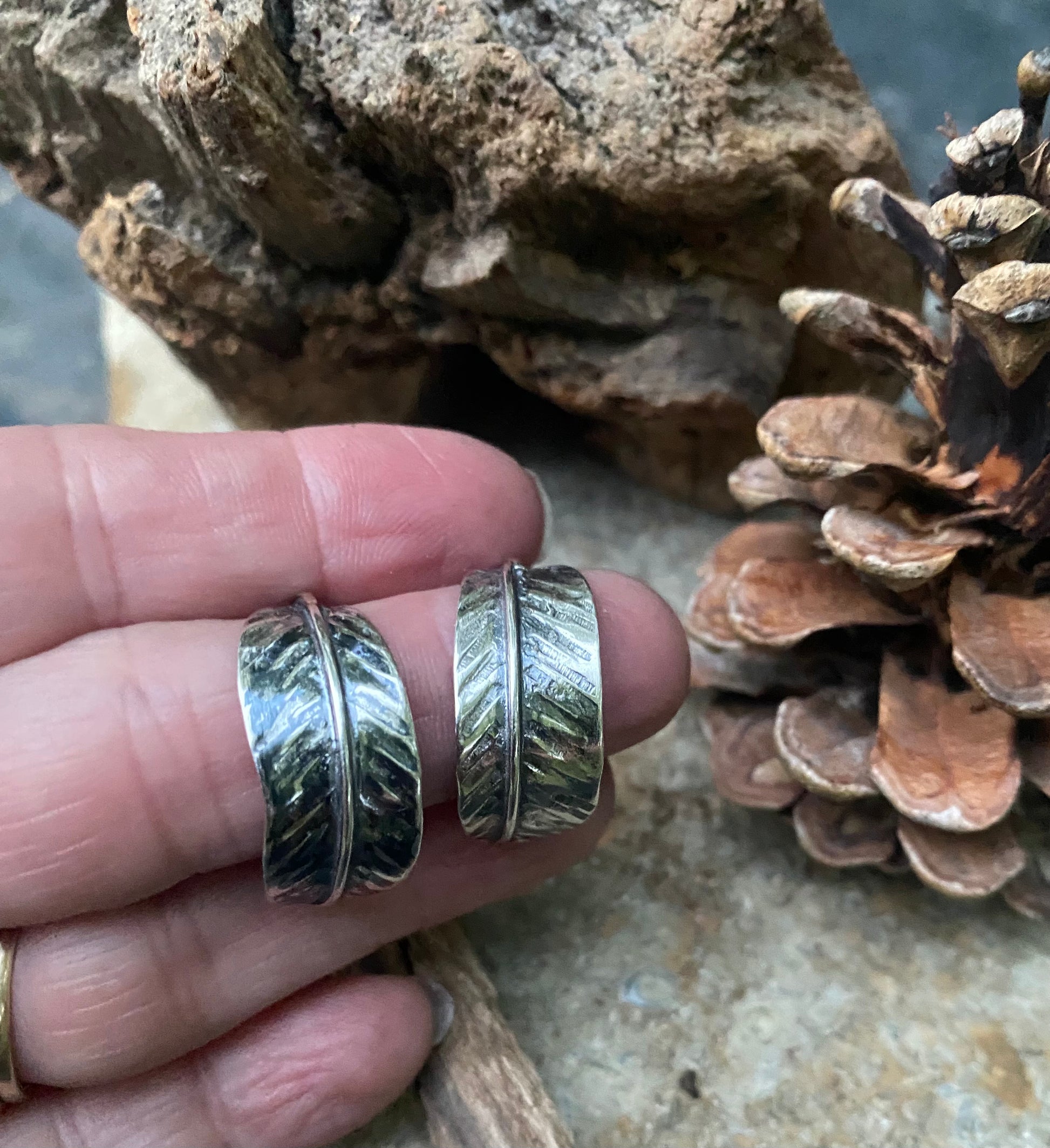 Silver feather hoop post earrings - collectionsbytracy.com