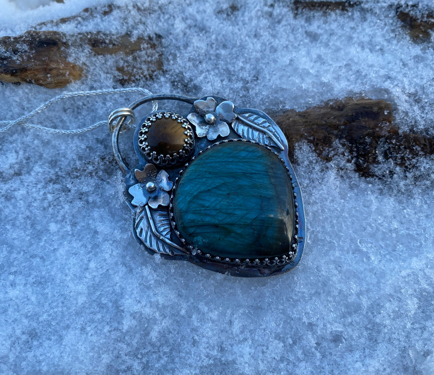 Labradorite and Tigereye stone necklace - collectionsbytracy.com