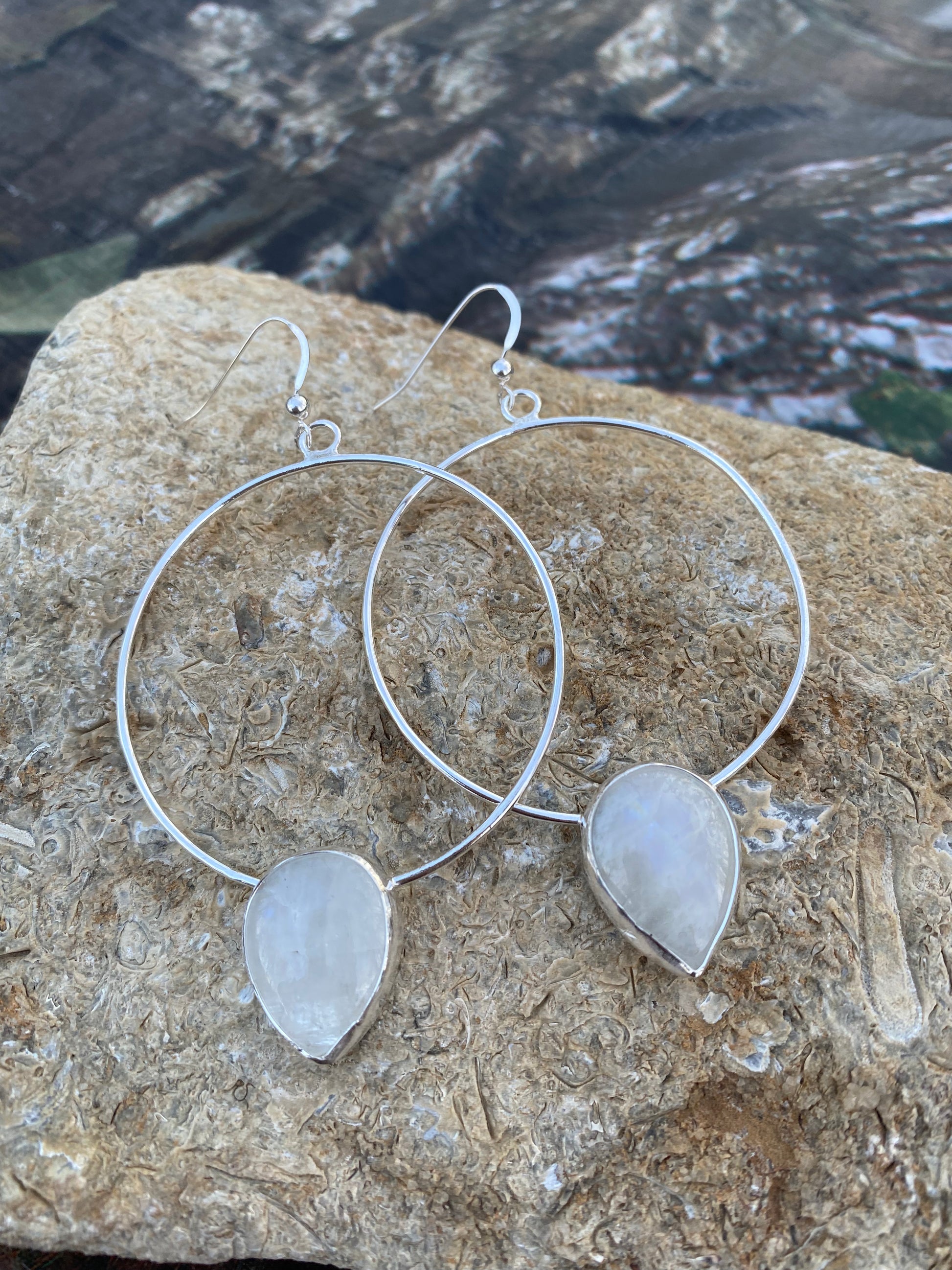 Moonstone hoops - collectionsbytracy.com
