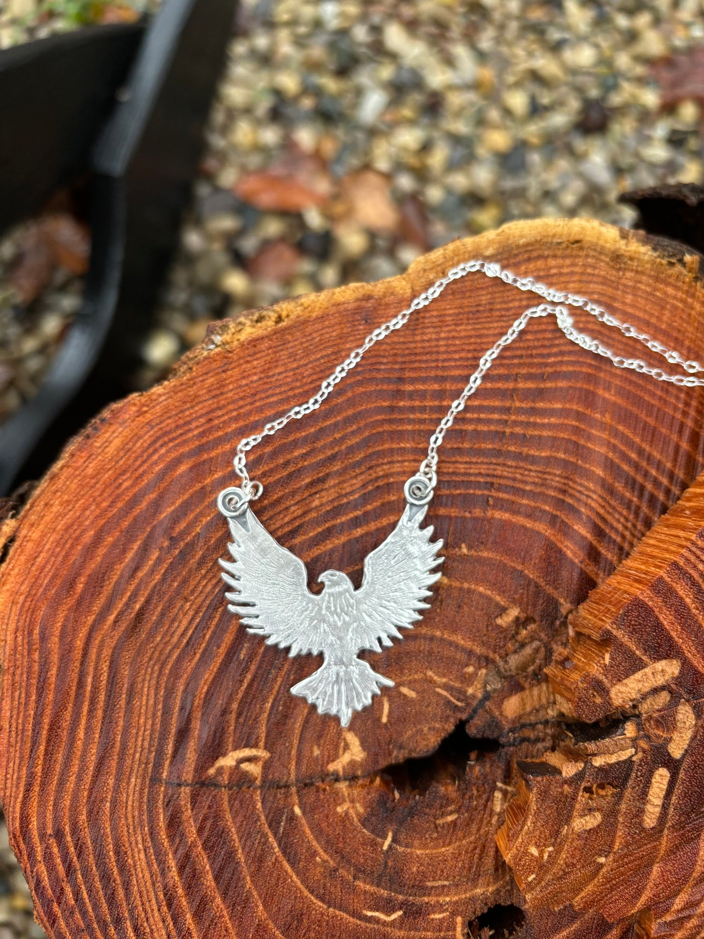 American Winged Eagle sterling silver necklace