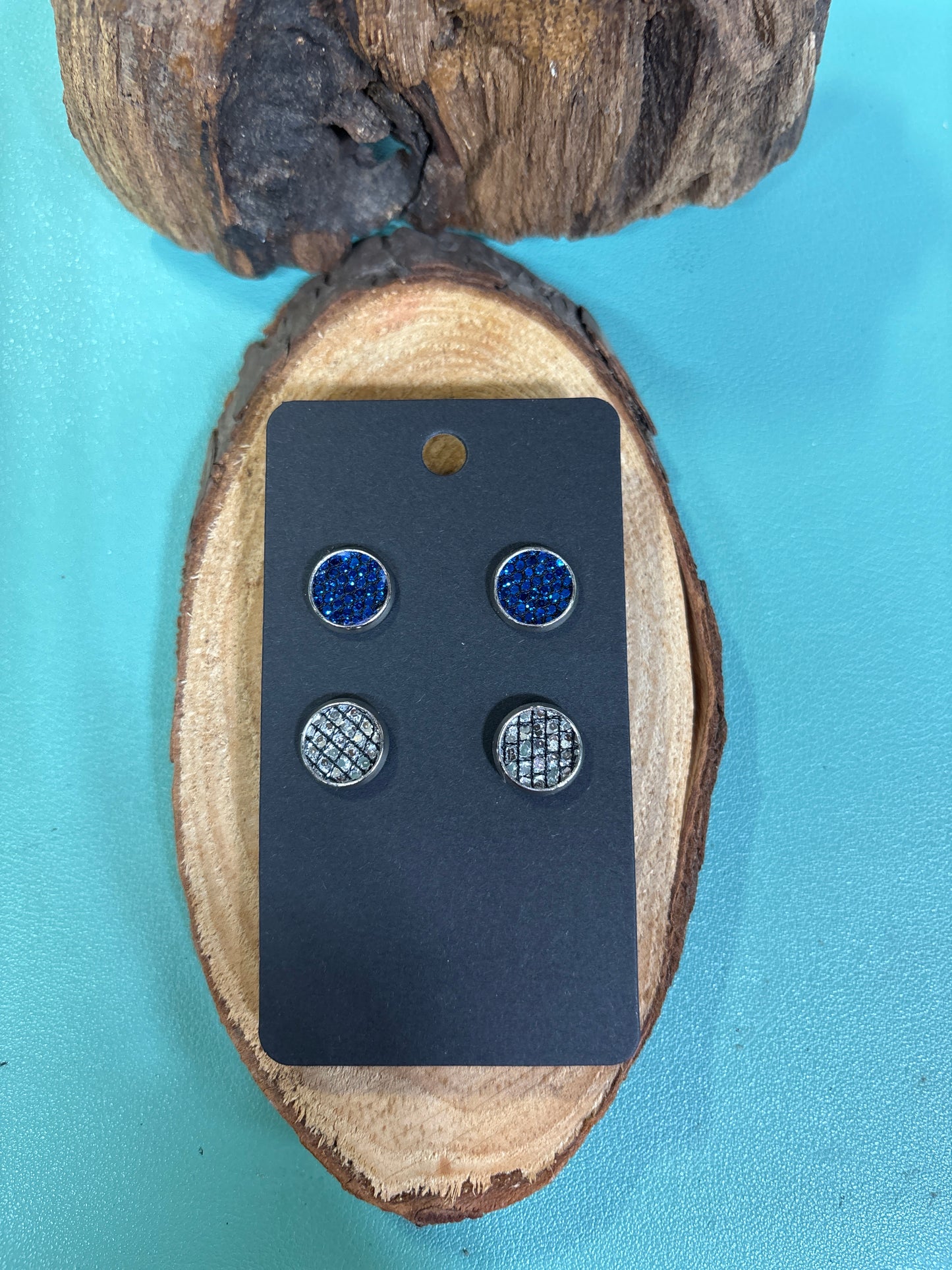 Blue and silver sparkle post earrings