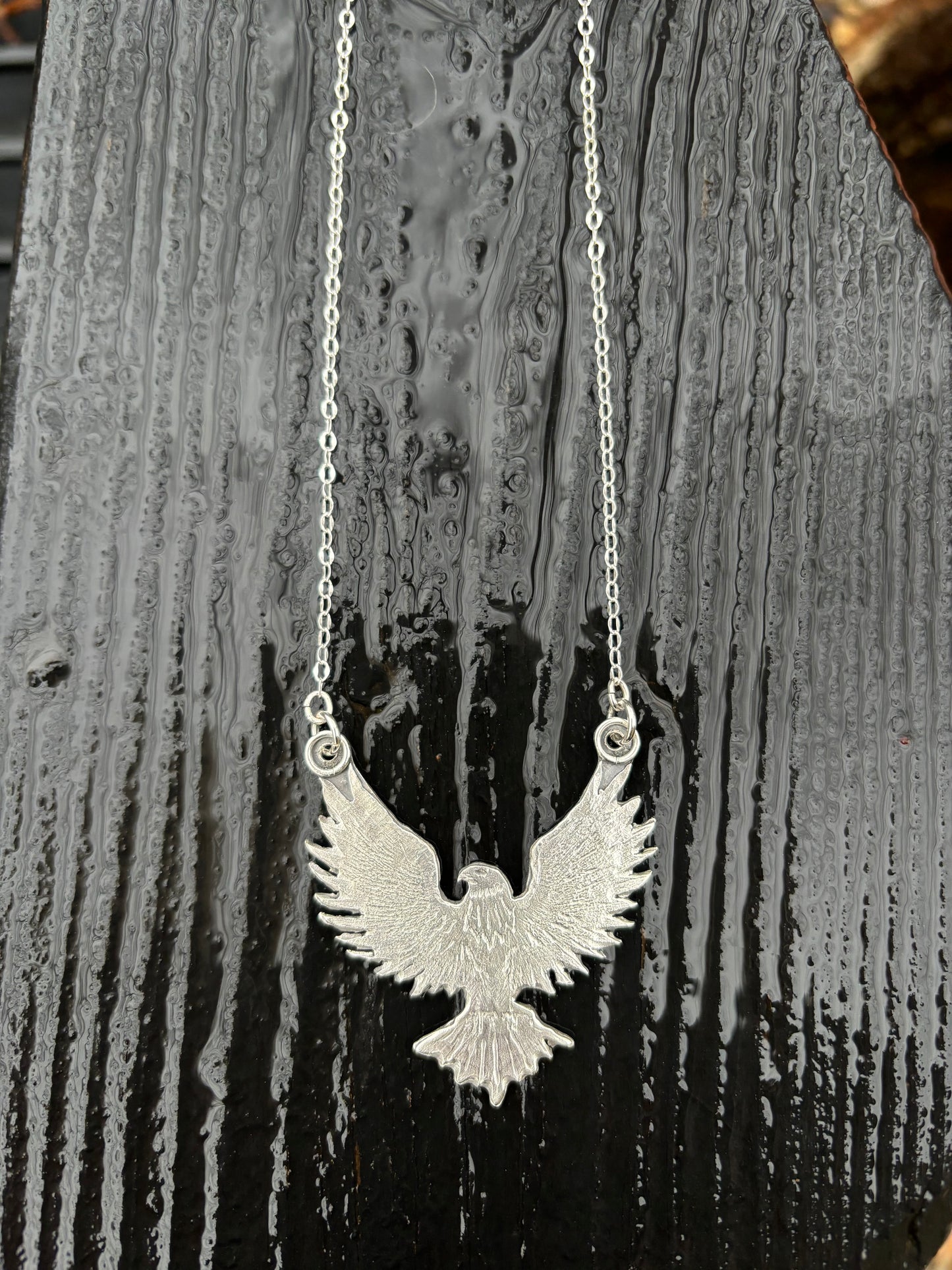 American Winged Eagle sterling silver necklace