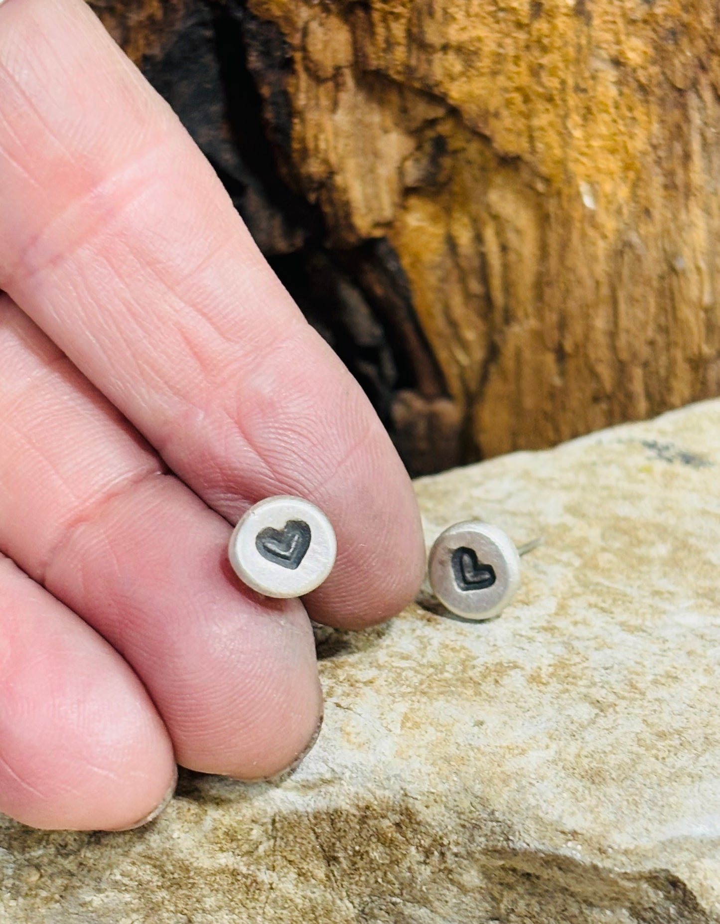 Heart silver studs