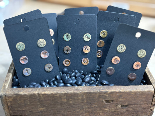 Trio Stamped copper/brass post earrings