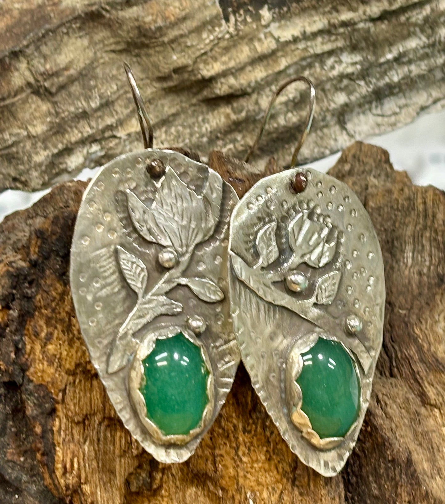 Flower Aventurine stone earring