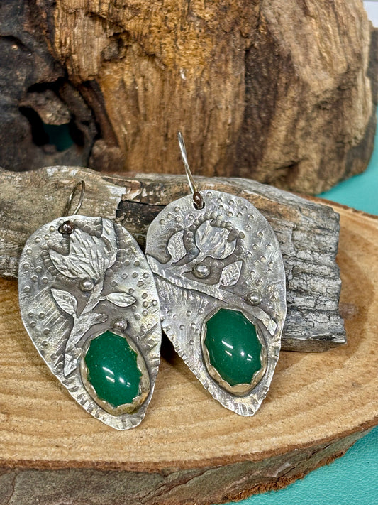 Flower Aventurine stone earring