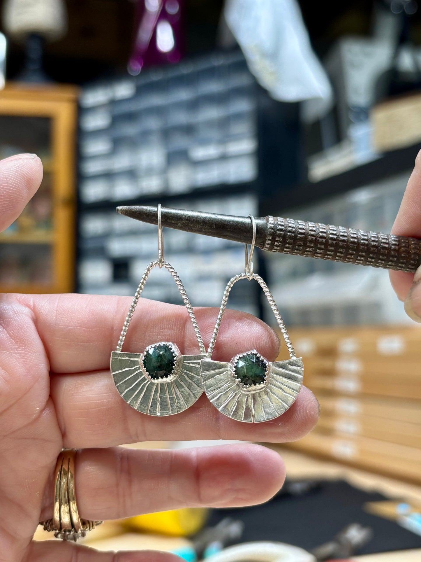 Emerald hexagon earrings - collectionsbytracy.com