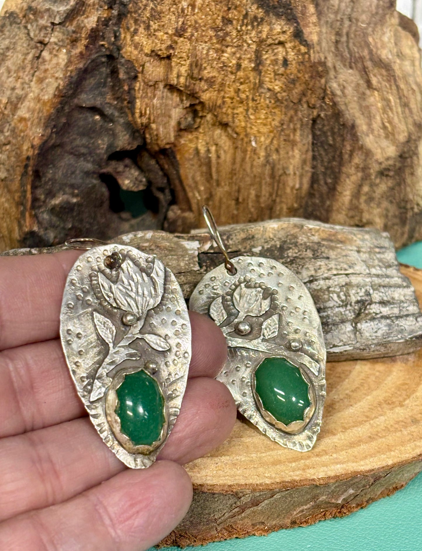 Flower Aventurine stone earring