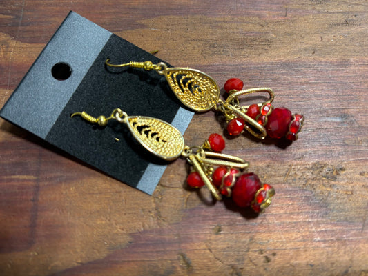 Gold/Red earring