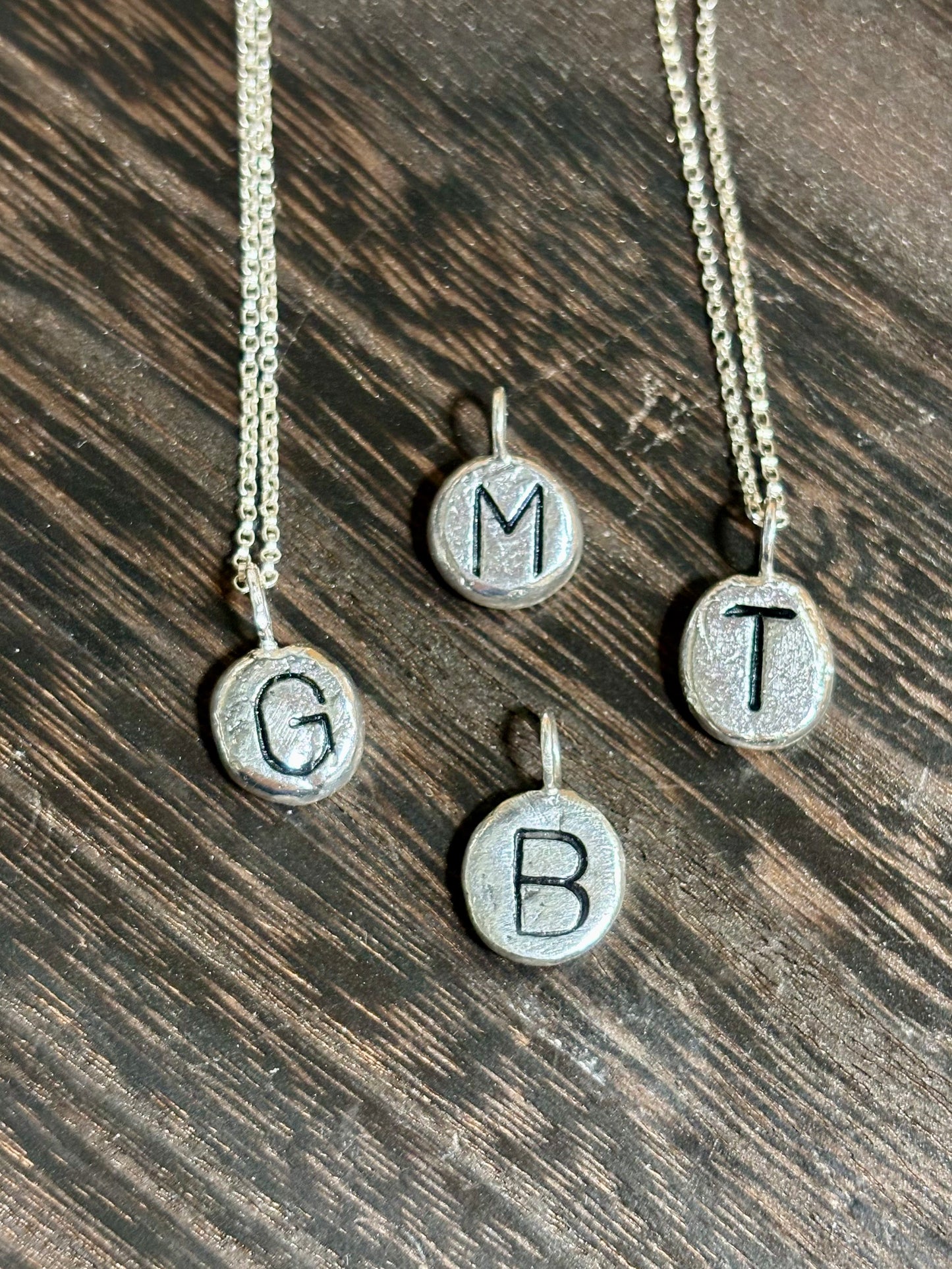 Sterling Silver Nugget Initials Charm