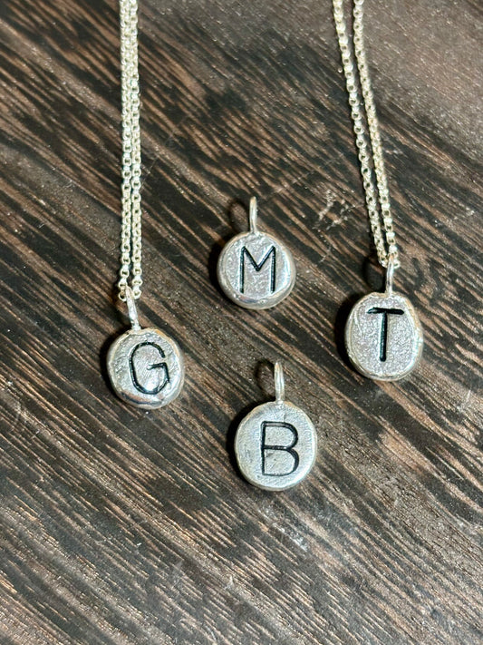 Sterling Silver Nugget Initials Charm