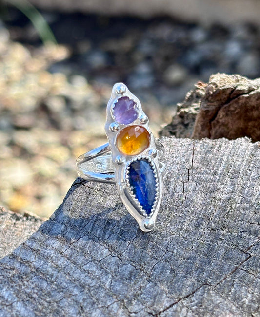 Triple Gemstone ring Size 8 - collectionsbytracy.com