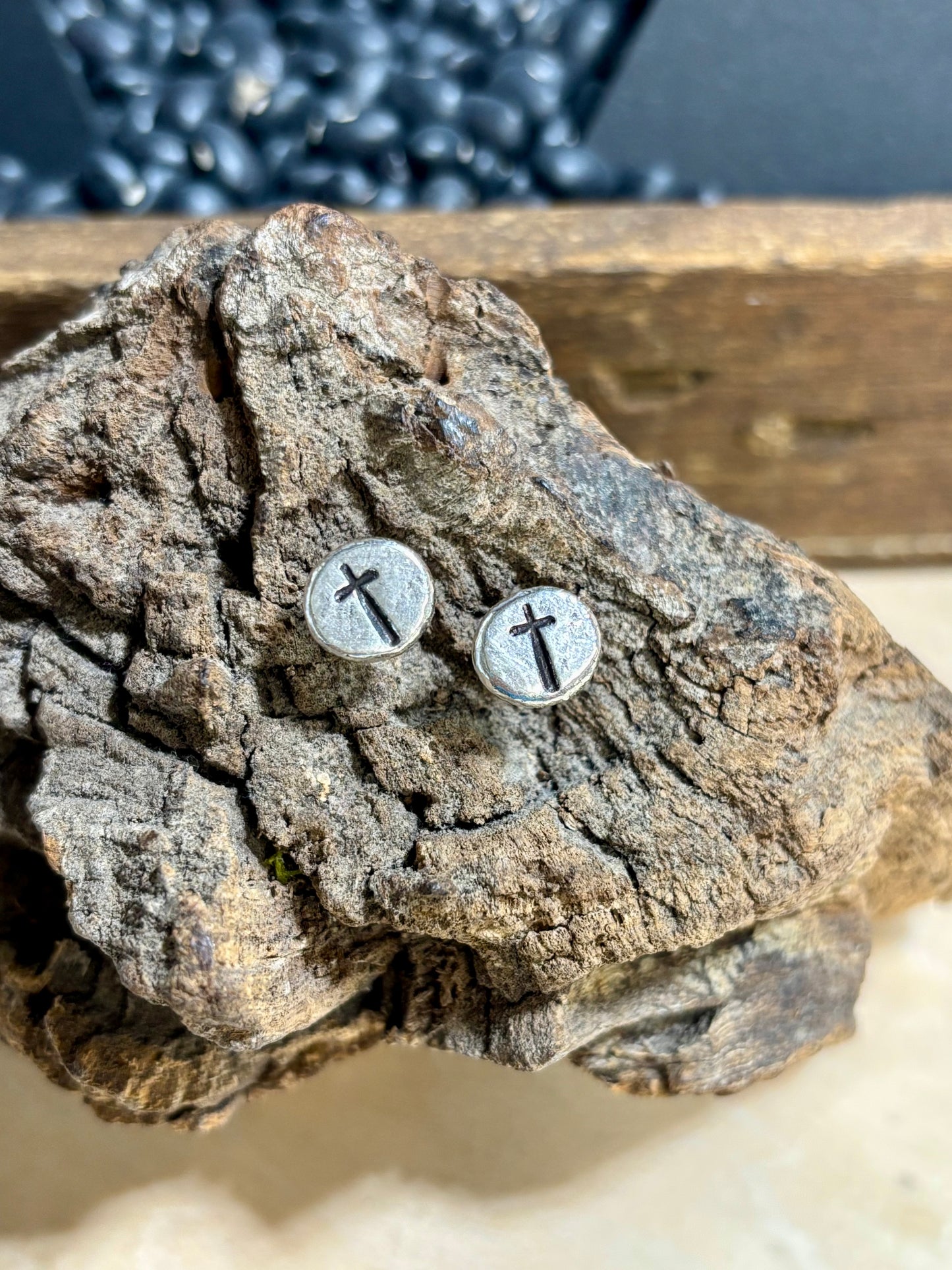 Silver stamped studs