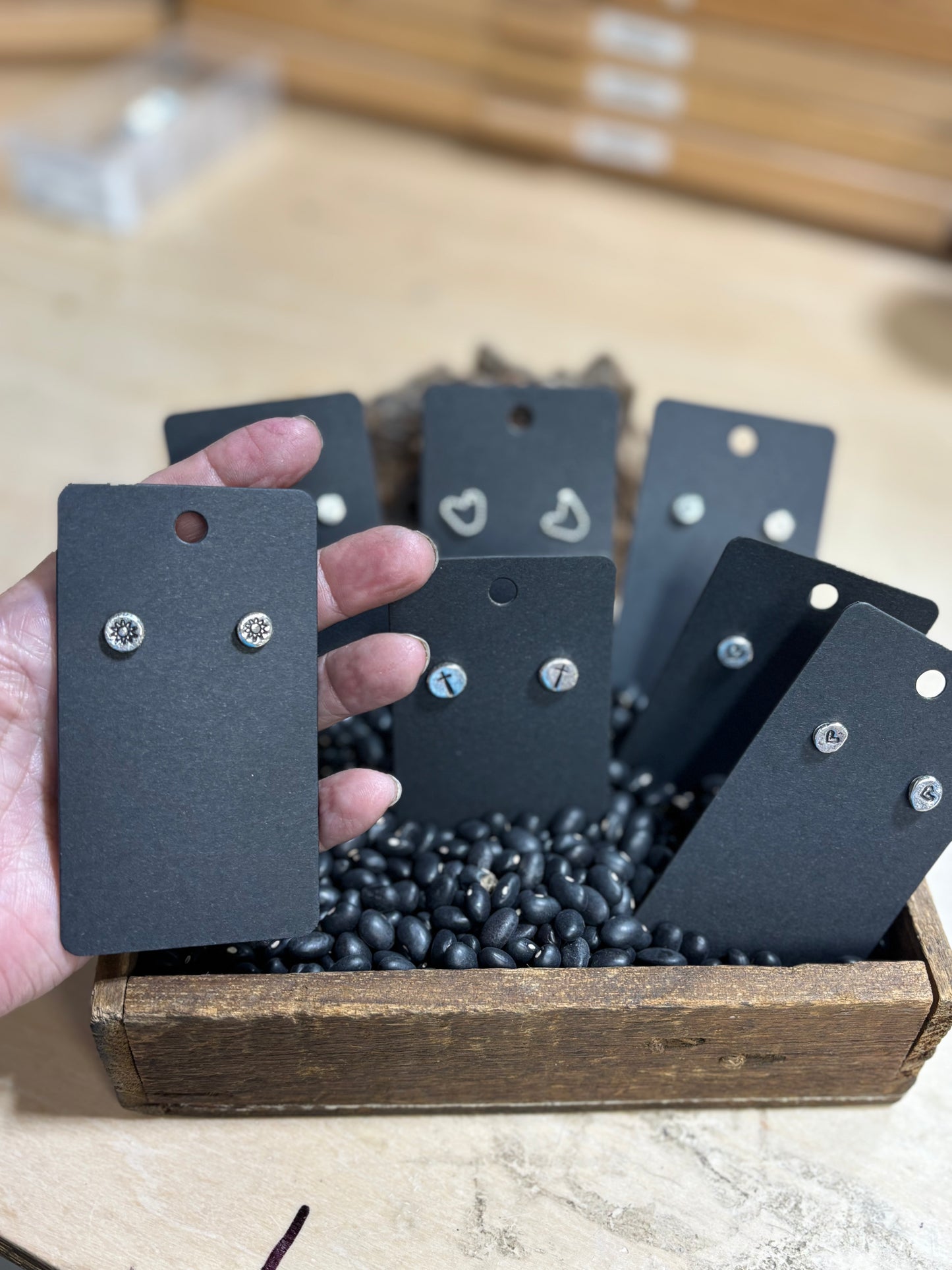 Silver stamped studs
