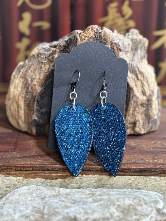 Blue glitter earrings