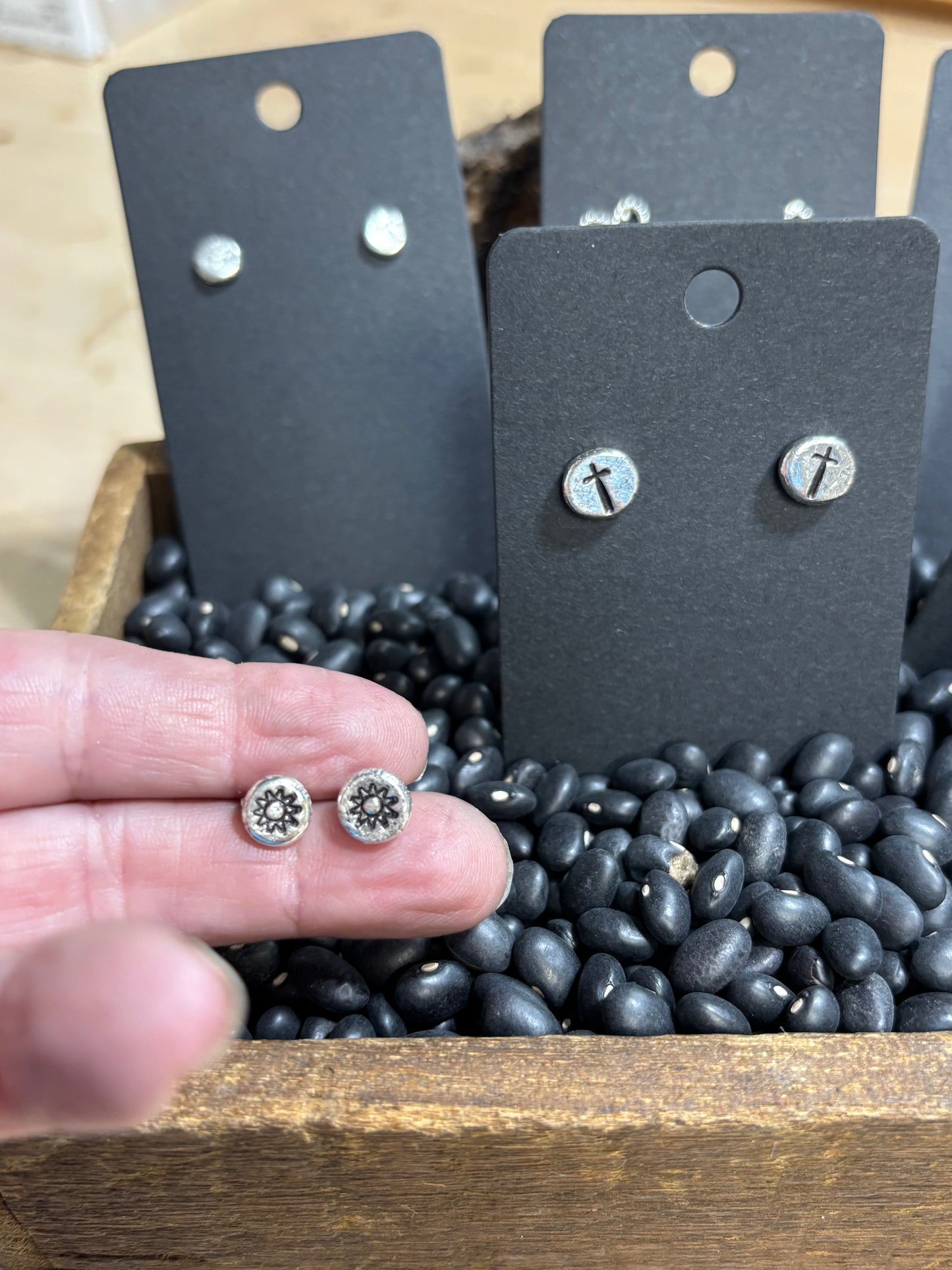 Silver stamped studs