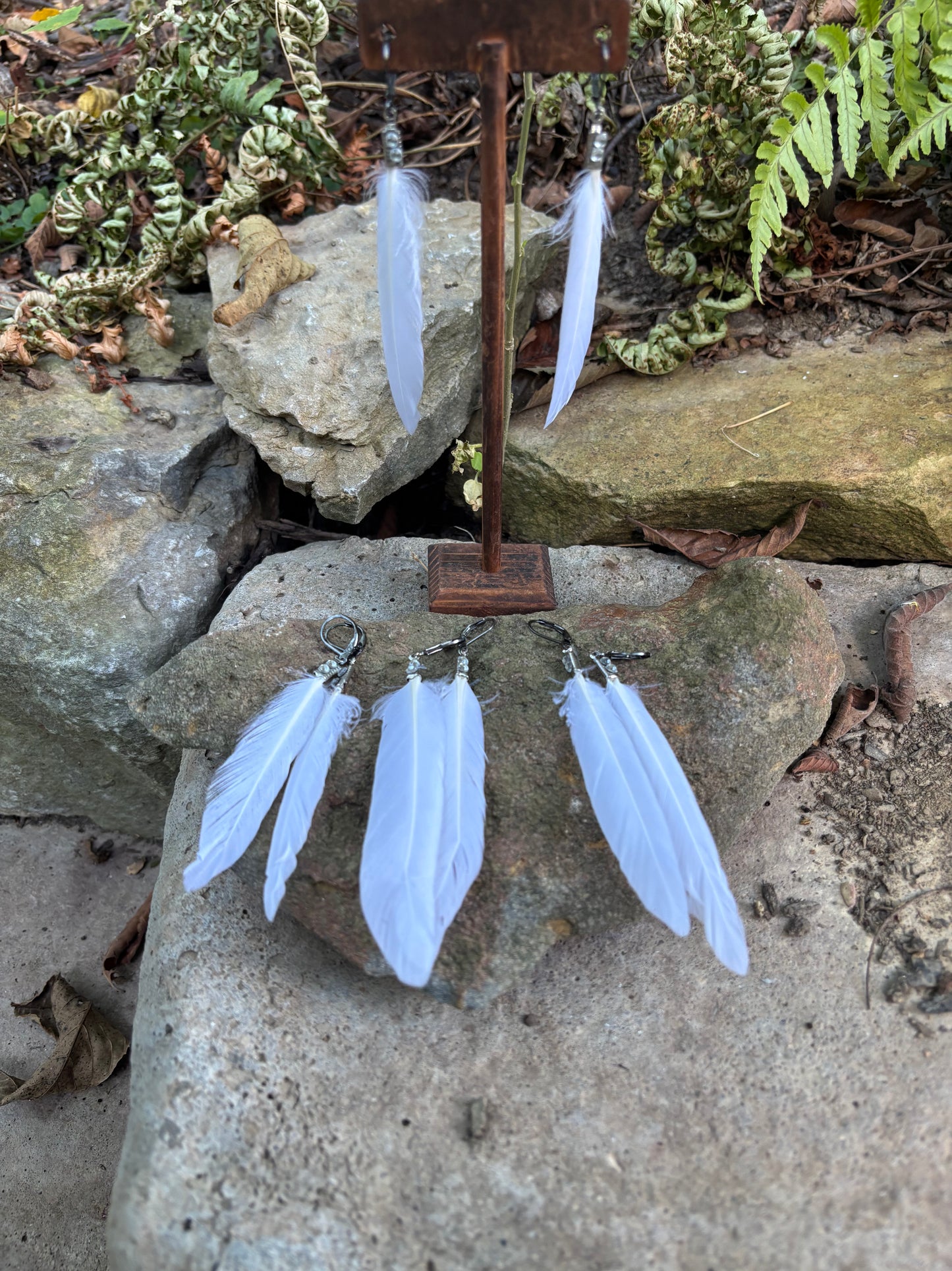 White Feather earrings
