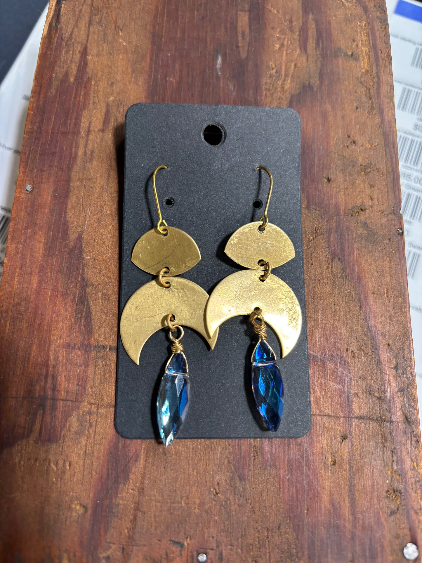Gold moon earring
