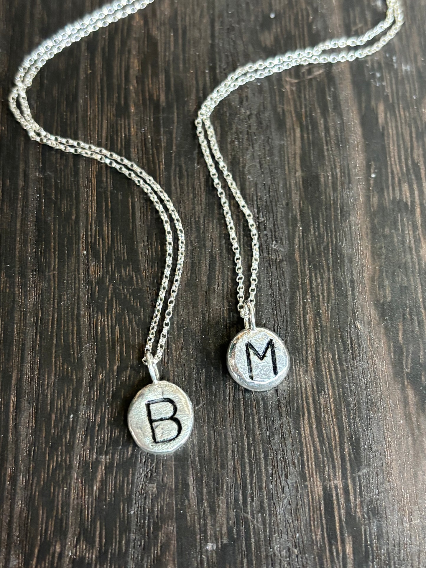 Sterling Silver Nugget Initials Charm